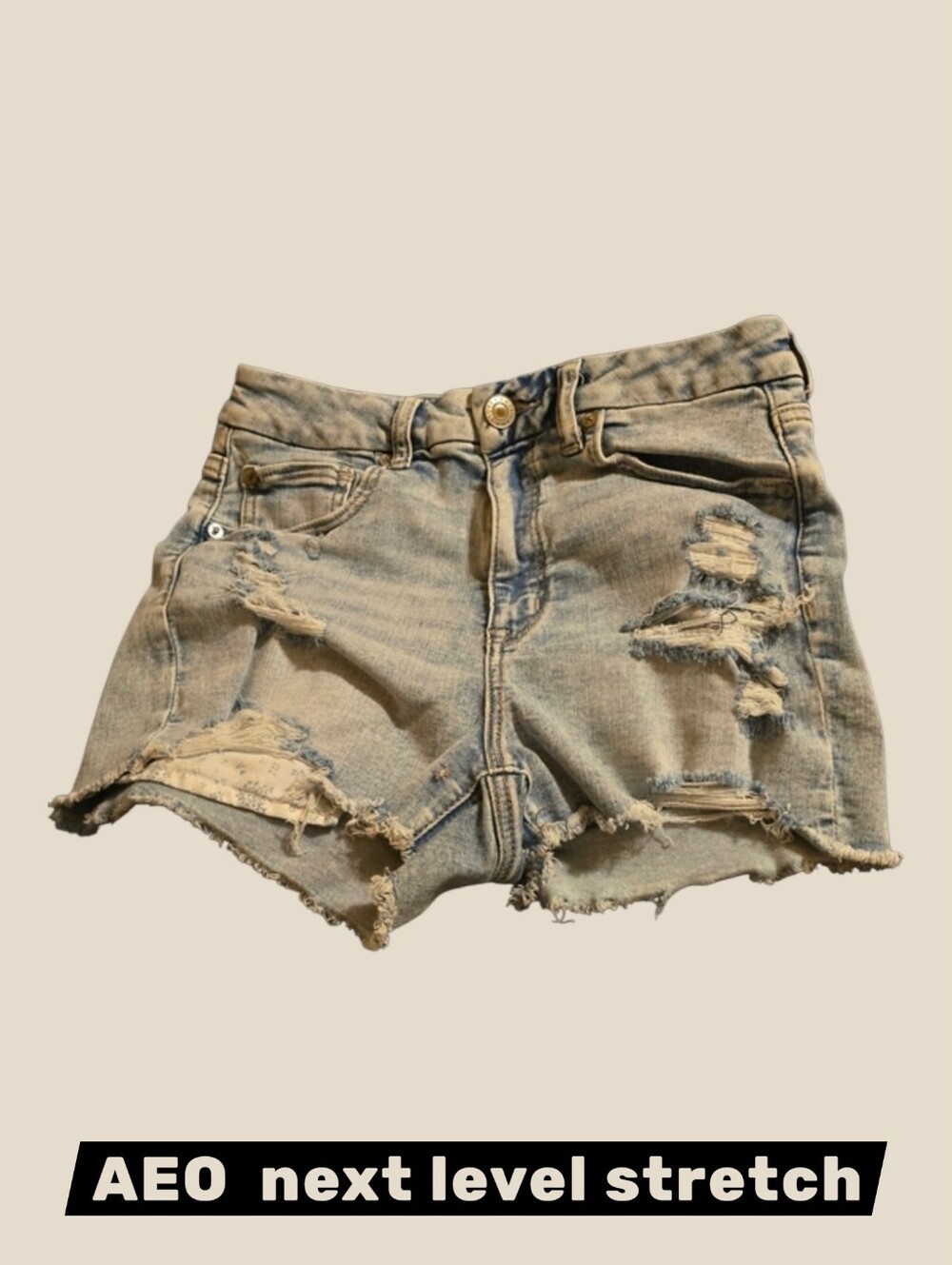 American Eagle Outfitters Shorts Women's Size 6 Light Blue Distressed Denim Rips